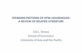 RTD - SPENDING PATTERNS OF OFW … PATTERNS OF OFW HOUSEHOLDS: A REVIEW OF RELATED LITERATURE Cid L. Terosa ... • Which of the Philippine regions and provinces