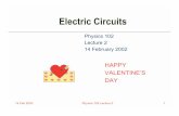 14 February 2002 Electric Circuits - Princeton Universitygrothserver.princeton.edu/~groth/phys102s02/lectures/lecture_02.pdf · 14 Feb 2002 Physics 102 Lecture 2 1 Electric Circuits