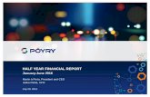 HALF YEAR FINANCIAL REPORT J - Pöyry · PDF fileHALF YEAR FINANCIAL REPORT January-June 2016 July 29, 2016 ... and penstocks, piano-key weir spillway solution, diversion structures