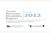 Texas Biennial 2012 Disability · PDF fileAbout the Texas Biennial Disability Report ... Executive Summary ... throughout the state to develop the first statewide plan on Fetal Alcohol