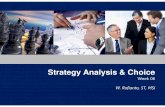 Week 06 W. Rofianto, ST, MSi Best alternative –achieve mission & objectives Nature of Strategy Analysis & Choice. Vision Mission Objectives External audit Internal audit Alternative