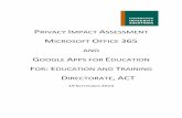 Privacy Impact Assessment - Microsoft Office 365 and · PDF fileGoogle has reduced the risk relating to advertising through its announcement that it ... of privacy harm that might
