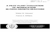 A PILOT PLANT EVALUATION OF NITRIFICATION IN ... PILOT PLANT EVALUATION OF NITRIFICATION IN FIXED-GROWTH REACTORS By Walter W. Schwarz Research Assistant Francis A. DiGiano, PhD Associate