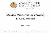 Mexico Mines Tailings Project El Oro, Mexico - Candente · PDF fileMexico Mines Tailings Project El Oro, Mexico ... additional sampling, metallurgical testing, ... mining methods,