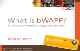 What is bWAPP? - MME BVBA | Security Audits & Training or check the IP settings Browse to the bWAPP web app http://[IP]/bWAPP/ Login with bee/bug What is bWAPP? | © 2014 MME BVBA,