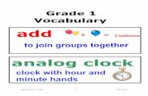 Grade 1 Vocabulary - TypePadkingsprings.typepad.com/files/gr1vocab.pdf · Cobb County 1st Grade 1 2010-2011 Grade 1 Vocabulary add + = analog clock clock with hour and