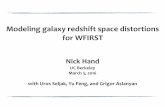 Modeling galaxy redshift space distortions for WFIRST · PDF fileBAO as standard ruler redshiH space distor’ons. Uncertainties in the forecasting of RSD constraints ... AP test.