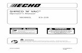 Operator's Manual MODEL Es-210 - ECHO USA 'N' VAC® Operator's Manual MODEL Es-210 X753002973 11/09 X7531135903 WARNING Read rules for safe operation and all instructions carefully.