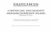 CRITICAL INCIDENT MANAGEMENT PLAN - … Critical Incident...Guidelines for Addressing Campus Safety . ... (CIMP) for Dutchess ... • Ensure the protection of life and property .