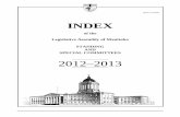 INDEX [gov.mb.ca] · PDF fileThe index of the s tanding and s pecial committees is designed to provide easy access to topics discussed in the Legislative Assembly. For this reason