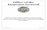 Office of the Inspector General - oig.sc.govoig.sc.gov/Documents/SCCB Operations Final Report.pdf · Bank’s Accounting Practices and Grant Funding ... temporary employee assumed