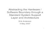 Abstracting the Hardware / Software Boundary … Abstracting the Hardware / Software Boundary through a Standard System Support Layer and Architecture Erik Anderson 4 May 2007