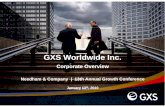 GXS Worldwide Inc. Today Award winning B2B e-commerce cloud integration services provider Headquartered outside of Washington DC, with 40%+ revenues earned internationally Approximately