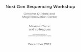 Next Gen Sequencing Workshop - · PDF fileNext Gen Sequencing Workshop Genome Quebec and Mcgill Innovation Center Maxime Caron and colleagues max.caron@mail.mcgill.ca bioinformatics.genome@genome.mcgill.ca