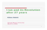 Iran and its Revolution after 27 years - The Belfer Center ... · PDF fileIran and its Revolution after 27 years George Mason University March, 6, ... relatives and friends in Karbala