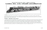 Instructions for Operating LIONEL NO. 646 STEAM LOCOMOTIVE · PDF fileLionel No. 646 Steam Locomotive is a replica of the Steam locomotive used for passenger service. Lionel’s 646