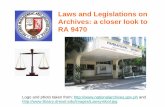 Laws and Legislations on Archives: a closer look to RA 9470paarl.wikispaces.com/file/view/Archives+Law+and+Legislation.pdf · Contents • Introduction •History • National Archives