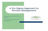 A Six Sigma Approach to Denials Management six sigm… · – Project History ... system delay after discharge ... Date of Denial, Final Billing Date, $ Amount Denied, $ Amount Recovered,