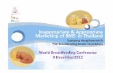 Inappropriate & Appropriate Marketing of BMS in Thailandworldbreastfeedingconference.org/wbc2012/images/128/Yupayong... · Thai Breastfeeding Center Foundation ... poster,calendarsor