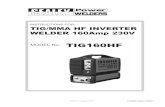 INSTRUCTIONS FOR: TIG/MMA HF INVERTER WELDER 160Amp · PDF fileTIG/MMA HF INVERTER WELDER 160Amp 230V MODEL No: ... ..... 5-160A Duty Cycle ... at the corresponding arc voltage. 2.4.