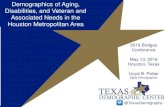 Demographics of Aging, Disabilities, and Veteran and ...demographics.texas.gov/Resources/Presentations/OSD/2016/2016_05_… · Demographics of Aging, Disabilities, and Veteran and