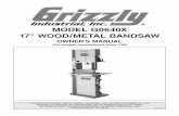 MODEL G0640X 17 WOOD/METAL BANDSAW - Grizzlycdn1.grizzly.com/manuals/g0640x_m.pdf · ON/OFF Push Button Switch w/Lockout Key ... ISO 9001 Factory ... This symbol is used to alert