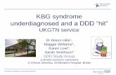 KBG syndrome underdiagnosed and a DDD “hit” · PDF fileDr Kay Metcalfe DD, scoliosis, Hearing loss, Exon 4 c.160C>T, p.(Arg54*) Auckland ... • Prominent/high nasal bridge •