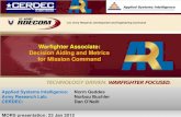 Warfighter Associate: Decision Aiding and Metrics for ... · PDF fileWarfighter Associate: Decision Aiding and Metrics ... Warfighter Associate: Decision Aiding and Metrics for ...
