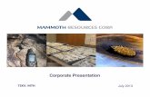 Corporate Presentation - · PDF fileLondon; advised on $20 billion of completed transactions • CFO and Director of TSXV exploration mining companies John D. McBride ... • Topia
