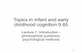 Topics in infant and early childhood cognition 9 · PDF fileTopics in infant and early childhood cognition 9.85 Lecture 1: ... Meaning you don’t have a favorite novel or novels don