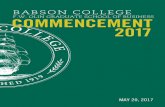 BABSON COLLEGE COMMENCEMENT   park, ma 02457-0310 4/17 instmkt-16858 babson college f.w. olin graduate school of business commencement may 20, 2017 2017