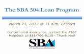 The SBA 504 Loan Program · PDF fileThe SBA 504 Loan Program . 2 ... added to the bank loan AFTER the 504 project is structured . 18 ... loan after the split to create a combined bank