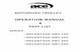 OPERATION MANUAL - Ace World MANUAL PART LIST . SERIES: ADVANTAGE AMT-100 ADVANTAGE AMT-200 ADVANTAGE AMT-300 ADVANTAGE AMT-500. SAFETY-IMPORTANT . The use of any hoist and trolley