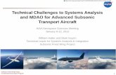 Technical Challenges to Systems Analysis and MDAO for ... · PDF fileTechnical Challenges to Systems Analysis and MDAO for Advanced Subsonic Transport Aircraft ... Drag Reduce Noise