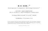 ECDL L2 Spreadsheet Software Excel 2016 s5.0 v1 · PDF fileECDL® European Computer Driving Licence ® ECDL Spreadsheets BCS ITQ L2 Spreadsheet Software Using Microsoft ® Excel ®
