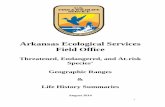 Arkansas Ecological Services Field Office Habitat Summary for NRCS … · Arkansas Ecological Services Field Office ... Rattlesnake-Master Borer Moth ... broadleaved aquatic vegetation.