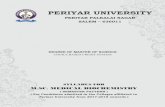 PERIYAR  · PDF fileM.SC. MEDICAL BIOCHEMISTRY ... (One question from each unit) PERIYAR UNIVERSITY 09. ... Core V CLINICAL ENZYMOLOGY 5 3 25 75 100 4