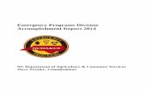 Emergency Programs Division Accomplishment … Programs Division Accomplishment Report 2014 NC Department of Agriculture & Consumer Services Steve Troxler, Commissioner