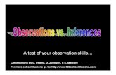 Observation and Inference Activity - Home - Buckeye … vs_ inf.pdfreport. • Let’s test your ... • On the next slide, state whether the statement is an observation or an inference.