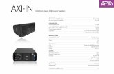 AXI-IN - radio- · PDF fileAXI-IN Installation Series Selfpowered speakers System data ... Nominal impedance (Lf-Hf) 4 - 8 ohms Power handling capacity LF (RMS/peak 10 ms) 200/400W