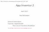 App Inventor 2 - University of Winnipeg 2017.pdf · App Inventor 2 April 2017 Ron McFadyen General information Tutorials: DigitalDoodle then one of: PaintPot, MoleMash To use App