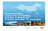 SUPPLYING CHINA - Asia Pacific Foundation of Canada · PDF fileof the world’s largest LNG importers in 2035. Given the long term prospect of rising LNG demand in ... Malaysia, Qatar,