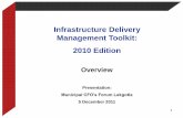 Infrastructure Delivery Management Toolkit: 2010 … Delivery Management Toolkit: 2010 Edition ... format by CIDB • Also printable by user by download off the Web ... (NEC form of