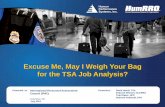 Excuse me, may I weigh your bag for the TSA job analysis? · PDF fileExcuse Me, May I Weigh Your Bag for the TSA Job Analysis? ... - Baggage weights ... activate electronic alarm)