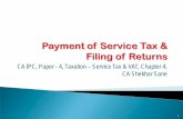 Payment of Service Tax & Filing of Returns of Service Tax & Filing of Returns CA IPC, Paper - 4, ... As per G eneral Rule 3 of Point of Taxation Rules, 2011, ‘Service tax is payable