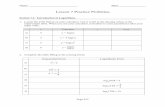 Lesson 7 Practice Problems - · PDF file · 2014-06-122014-06-12 · Lesson 7 Practice Problems Section 7.1: Introduction to Logarithms ... Logarithmic expression Exponential form