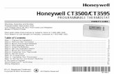 69-1199 - Honeywell CT3500/CT3595 PROGRAMMABLE · PDF fileHoneywell CT3500/CT3595 PROGRAMMABLE THERMOSTAT Weekday, ... c Not compatible with any 120/240 volt system. ... a If both