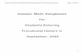 Summer Math Assignment for Students Entering … Packet for Students Entering Honors Precaculus.notebook 1 May 17, 2016 Summer Math Assignment for Students Entering Precalculus Honors