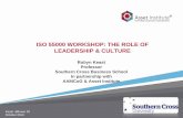 ISO 55000 WORKSHOP: THE ROLE OF LEADERSHIP & CULTURE …assetinstitute.com/.../10/ISO5500-Leadership-Culture-Robyn-Keast.pdf · ISO 55000 WORKSHOP: THE ROLE OF LEADERSHIP & CULTURE