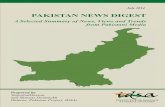 PAKISTAN NEWS DIGEST - Institute for Defence Studies · PDF fileBy launching the Metro Bus project in Multan, the Punjab government thinks that it has done ... Pakistan News Digest,